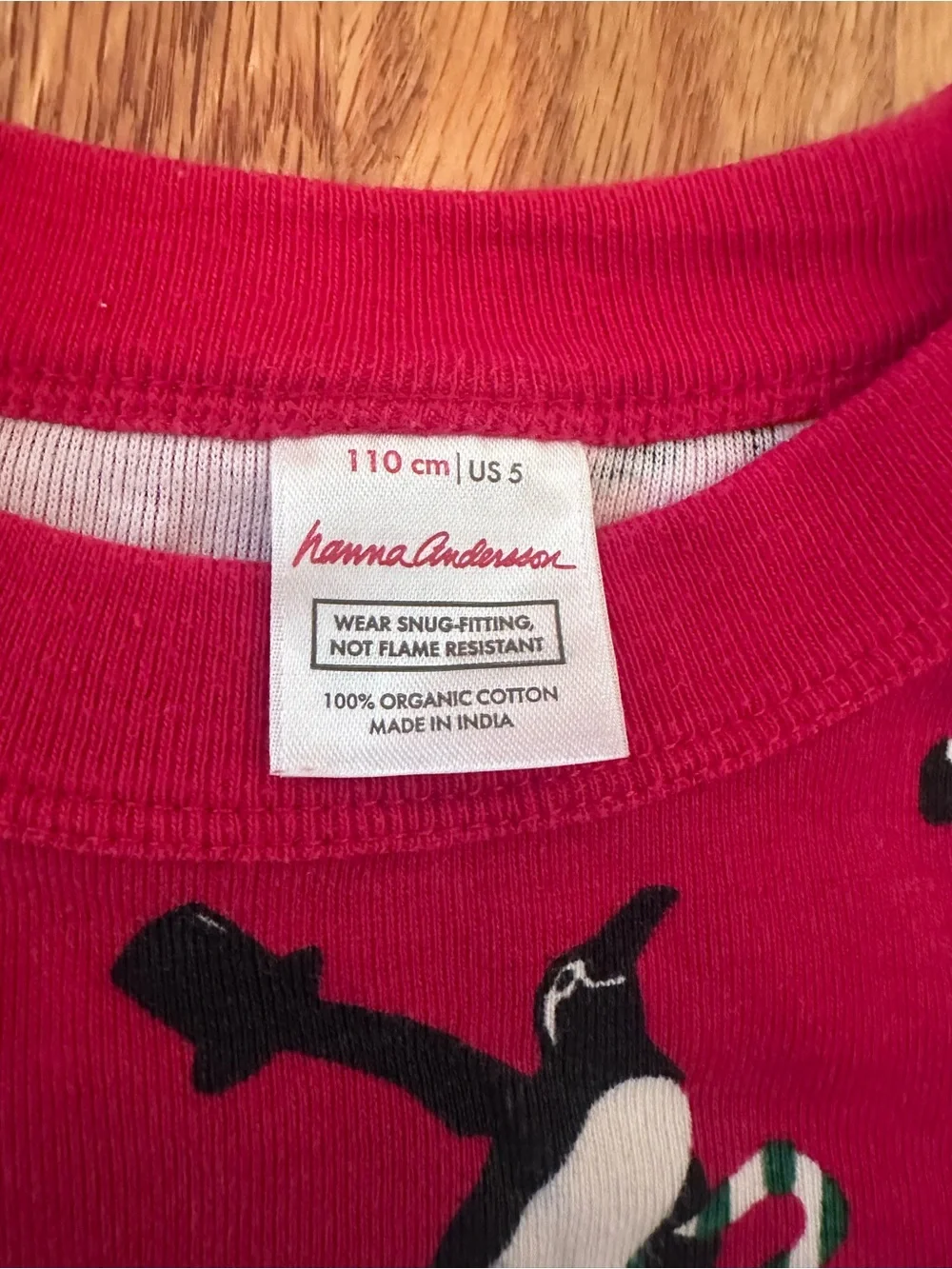 Hanna Andersson Size 110 5t Penguin Party Long John Pajama Set Red Holiday